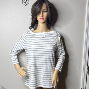 Andis Women's White and Gray Striped Blouse